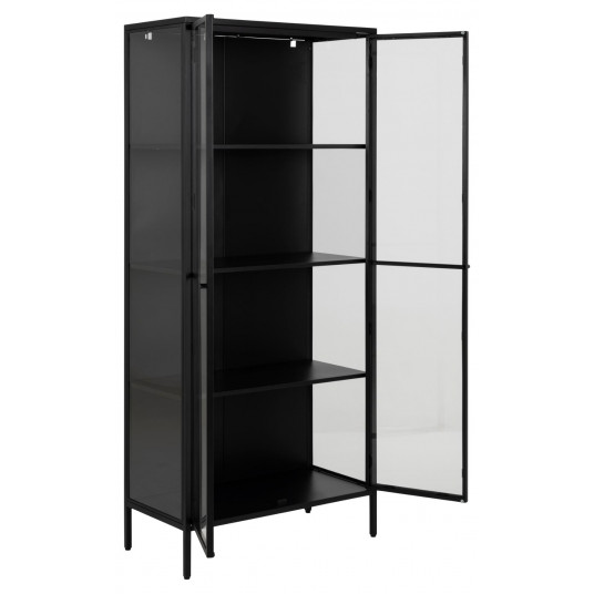 Vitrina Newcastle, Viršutinė dalis plieninis matinis juodas, plieninis matinis juodas, 80x40x180 cm