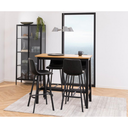 Vitrina Newcastle, Viršutinė dalis plieninis matinis juodas, plieninis matinis juodas, 80x40x180 cm