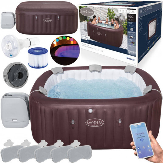 Masažinis baseinas Bestway Lay-z-Spa Maldives Pro7 2025 jacuzzi WiFi app LED 5-7os6001U