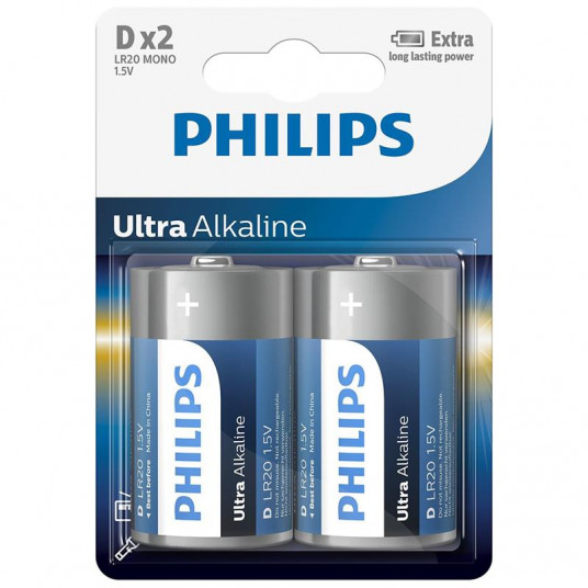 Battery Philips Ultra Alkaline D 2-blister