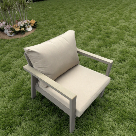Kampinis lauko baldų komplektas Vega, su aukštu stalu, beige