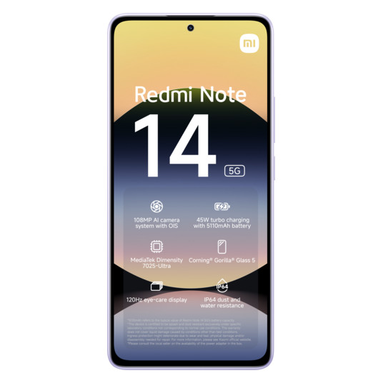 Telefonas Xiaomi Redmi Note 14 5G 8GB/256GB Lavender Purple