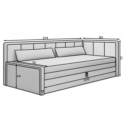 Sofa - lova Fulgeo su patalynės dėže pilka, Poco 4, Poco 10