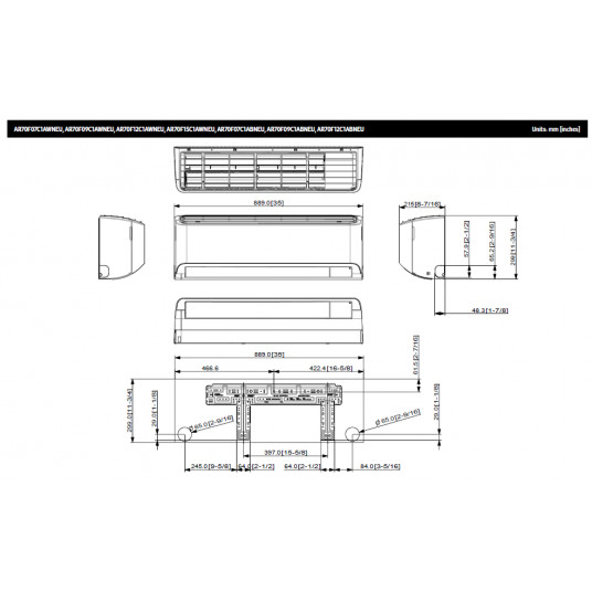 SAMSUNG SIENINIS BEVĖJIS Windfree™ Avant Black S2, 2.5/3.2 kW oro kondicionieriaus komplektas AR70F09C1ABNEU + AR70F09C1AWXEU + AR-CH01E