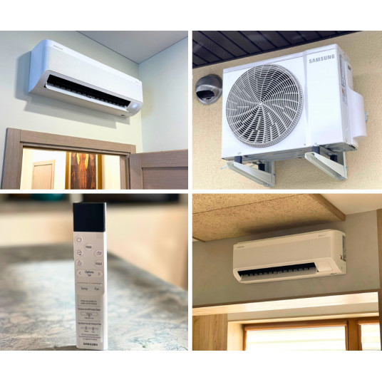 SAMSUNG SIENINIS BEVĖJIS Windfree™ Comfort S2 (buv. Arise), 3.5/3.5 kW oro kondicionieriaus komplektas AR60F12C1AWNEU + AR60F12C1AWXEU + AR-CH01E