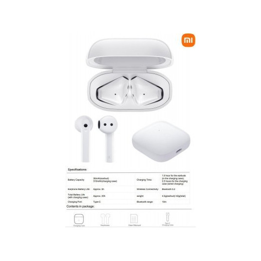 Ausinės Xiaomi Redmi Buds 3 TWS White 