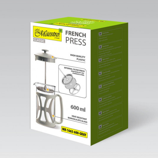 MAESTRO 600ML prancūziškas presas MR-1663-600-GRAY