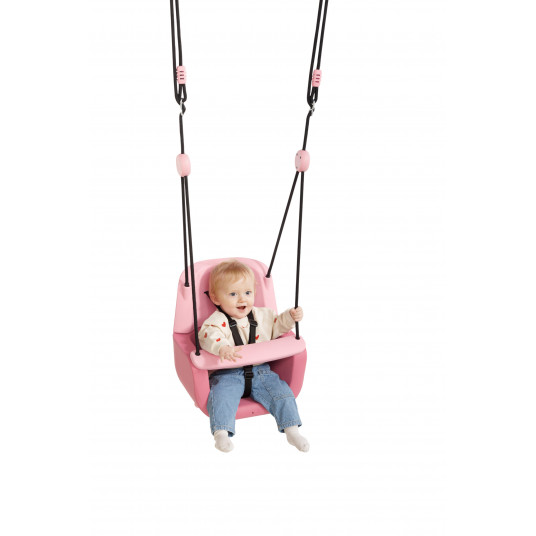 Ergonominės vaikiškos sūpynės 3in1, pastelinė rožinė