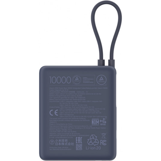 Išorinė baterija Xiaomi 33W Power Bank 10000 mAh USB-C with Integrated Cable Ice Blue