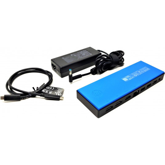 HP Elite USB-C Dock G4| 1 × USB 3.0|1 × USB-C| 3,5 mm Audio Jack|1 × Gigabit Ethernet|1 × HDMI 2.0|1 × DisplayPort|2 × Powered USB 3.0|1 × USB 2.0| Aunaujintas/Renew