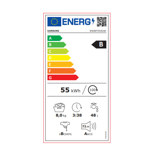 Skalbimo mašina Samsung WW80T554DAE/S7