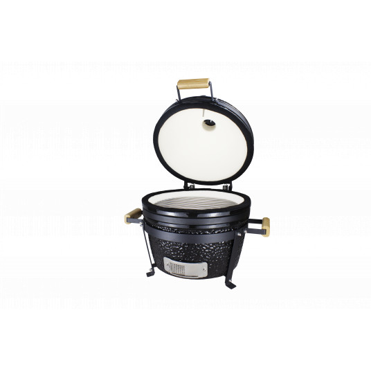 Kepsninė (Grilis) BIGGRILL Kamado Mini 16" juodas + daugiafunkcinė 2 zonų sistema + plieninis pelenų valymo įrankis + kepsninės uždangalas + keramikinis vištos laikiklis