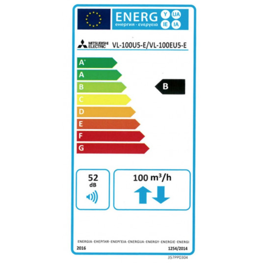Rekuperatorius Mitsubishi Electric VL-100EU5-E 105m3/h VL-100EU5-E (valdymas jungikliu)