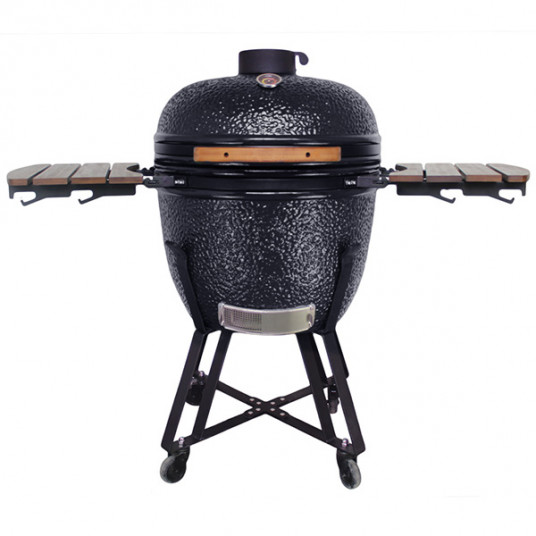 Kepsninė (Grilis) BIGGRILL Kamado Pro 23,5" juodas + daugiafunkcinė 2 zonų sistema + plieninis pelenų valymo įrankis + kepsninės uždangalas + keramikinis vištos laikiklis
