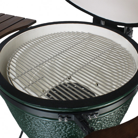Kepsninė (Grilis) BIGGRILL Kamado Pro 23,5" žalias + daugiafunkcinė 2 zonų sistema + plieninis pelenų valymo įrankis + kepsninės uždangalas + keramikinis vištos laikiklis
