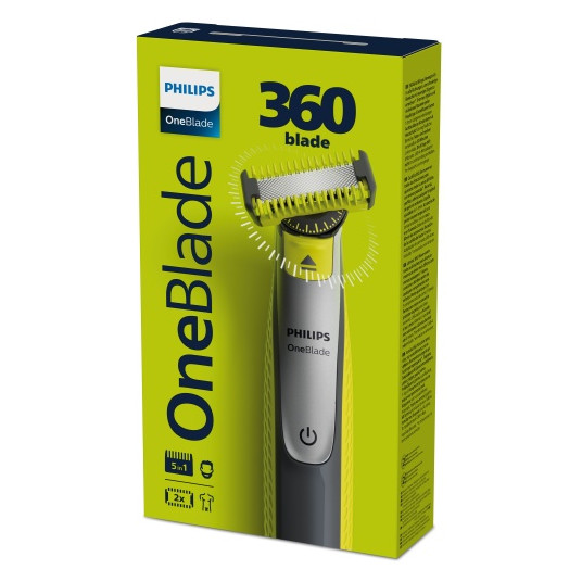 Philips OneBlade 360 QP2834/23 Veido ir kūno plaukų skustuvas / kirpimo mašinėlė, Grey/Lime