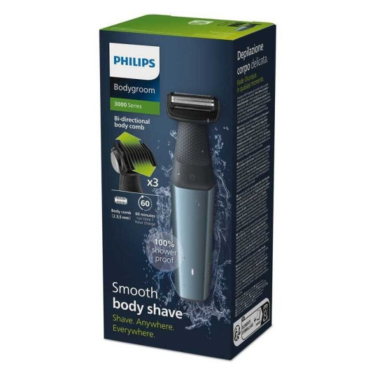 Philips Bodygroom 3000 Series BG3027/05 Kūno plaukų skustuvas / kirpimo mašinėlė, Juoda/Mėlyna