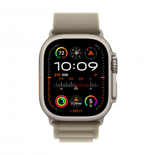 Išmanusis laikrodis Apple Watch Ultra 2 GPS + Cellular, 49mm Titanium Case with Olive Alpine Loop - Large MRF03UL/A