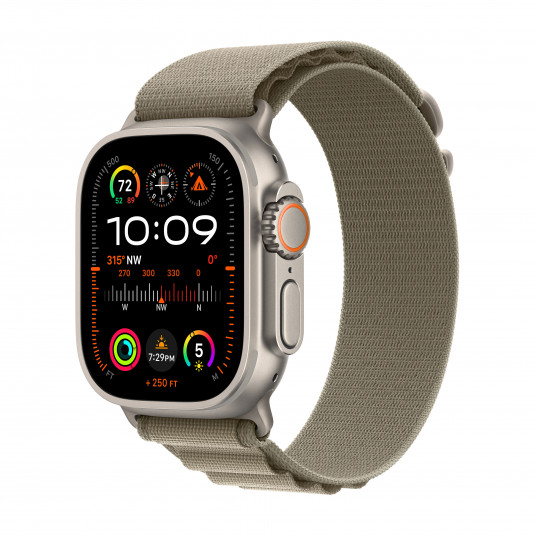 Išmanusis laikrodis Apple Watch Ultra 2 GPS + Cellular, 49mm Titanium Case with Olive Alpine Loop - Large MRF03UL/A