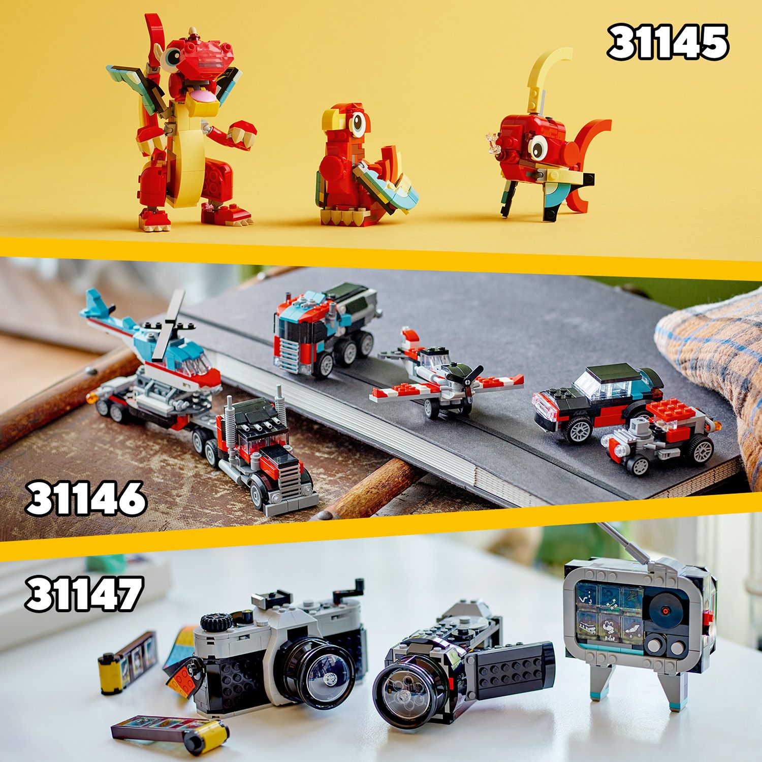 Atraskite kitus „trys viename“ „LEGO® Creator“ rinkinius